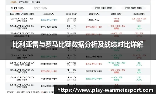 比利亚雷与罗马比赛数据分析及战绩对比详解