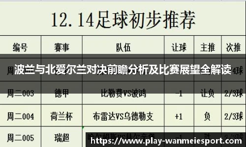 波兰与北爱尔兰对决前瞻分析及比赛展望全解读